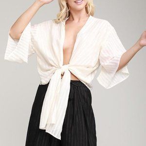 tie front open blouse